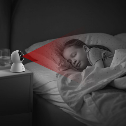 
„Security P1“ vidinė kamera su „MicroSD“ kortele, „Wi-Fi 3K“ stebėjimu – balta
