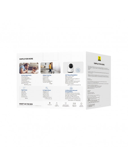 
„Security P1 Pro“ vidaus kamera su „MicroSD“ kortele, „Wi-Fi 3K“ dirbtinio intelekto stebėjimu – balta
