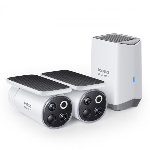 
Saulės energija varomas lauko stebėjimo rinkinys su 2 3K kameromis, 8 x 16 GB – baltas
