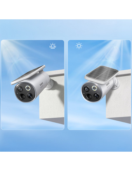 
Saulės energija varomas lauko stebėjimo rinkinys su 2 3K kameromis, 8 x 16 GB – baltas
