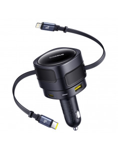 
USB-C automobilinis įkroviklis su USB-C iPhone Lightning laidu, 90 W – juodas
