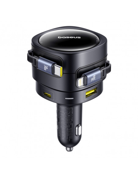 
USB-C automobilinis įkroviklis su USB-C iPhone Lightning laidu, 90 W – juodas
