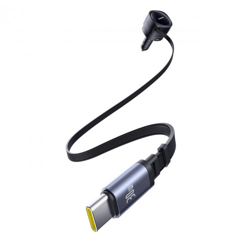 
USB-C automobilinis įkroviklis su USB-C iPhone Lightning laidu, 90 W – juodas
