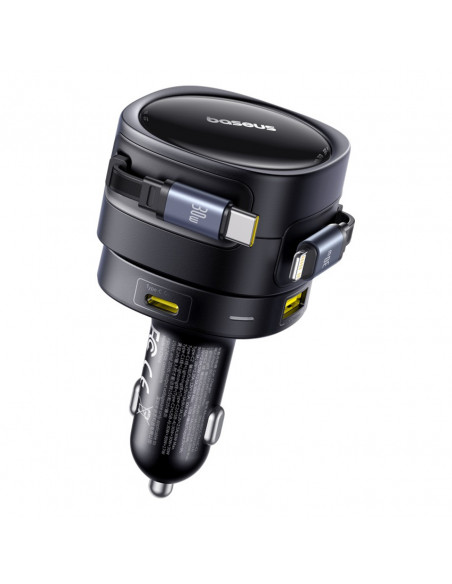 
USB-C automobilinis įkroviklis su USB-C iPhone Lightning laidu, 90 W – juodas
