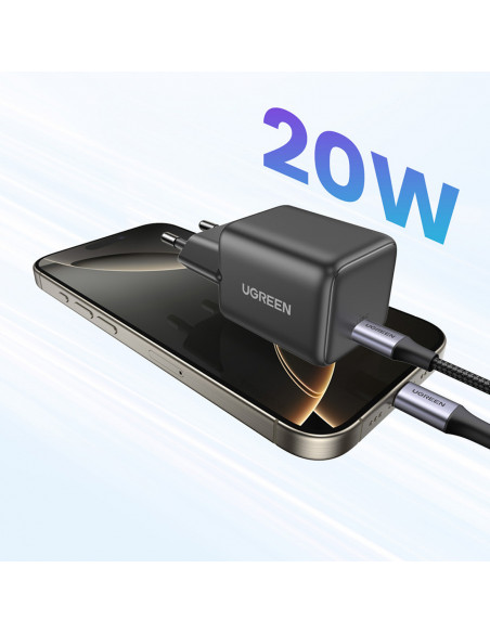 
X512 GaN USB-C 20W sieninis įkroviklis – pilkas
