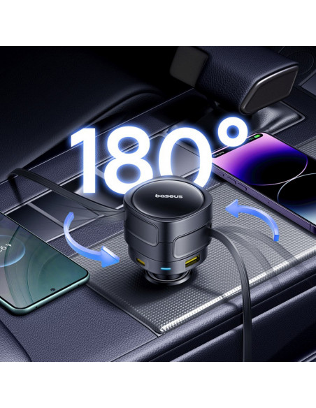 
USB-C automobilinis įkroviklis su USB-C iPhone Lightning laidu, 90 W – juodas
