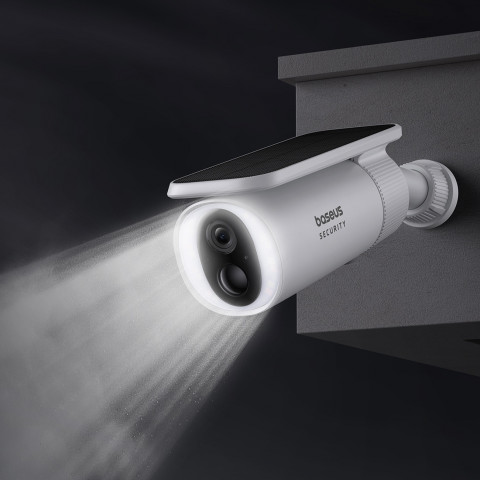 
„Security S1“ saulės energija varoma lauko kamera stebėjimui 2K 8x 8 GB 400 lm – balta
