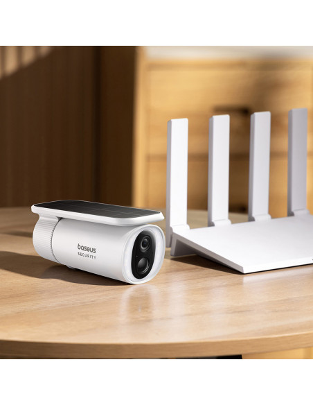 
„Security S1“ saulės energija varoma lauko kamera stebėjimui 2K 8x 8 GB 400 lm – balta
