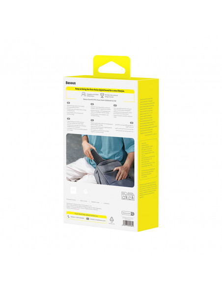 
Nešiojamoji baterija 30000mAh 22.5W su USB-A - USB-C 3A 30cm laidu - juoda
