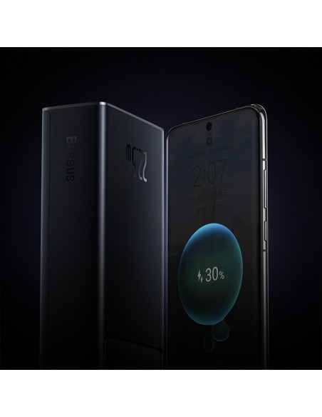 
Nešiojamoji baterija 30000mAh 22.5W su USB-A - USB-C 3A 30cm laidu - juoda
