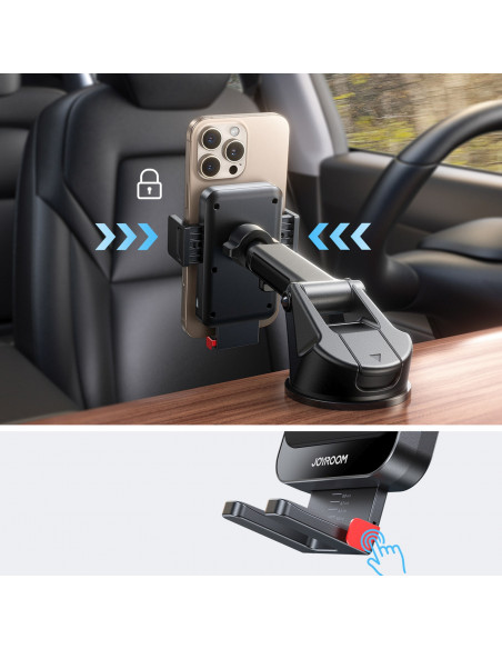 
Automobilinis telefono laikiklis su indukciniu įkrovikliu, skirtas prietaisų skydeliui - juodas
