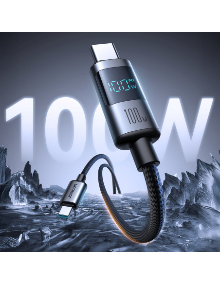 
USB-C 100W 1,2 m ekrano kabelis – juodas
