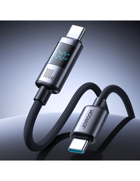 
USB-C 100W 1,2 m ekrano kabelis – juodas
