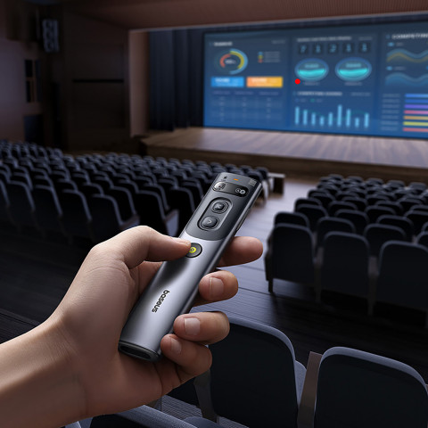 
Oranžinis taškas su dirbtiniu intelektu lazerinis žymeklis su automatiniu vertimu – pilkas
