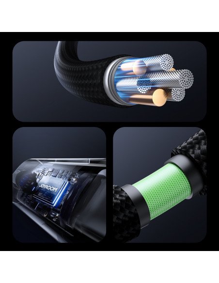 
USB-C 100W 1,2 m ekrano kabelis – juodas
