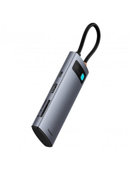 
7in1 šakotuvo adapteris Metal Gleam USB-C HDMI USB-A USB-C PD SD microSD - pilkas
