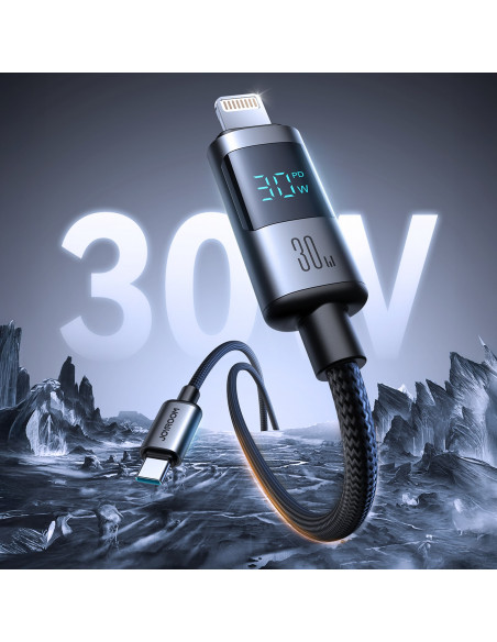 
USB-C ekrano kabelis – „iPhone Lightning“ 30 W, 1,2 m – juodas
