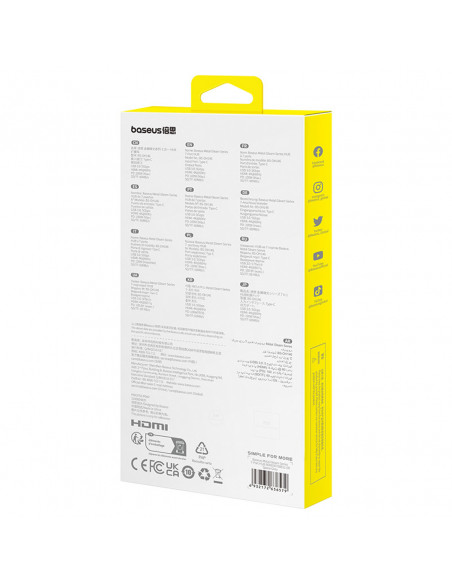 
7in1 šakotuvo adapteris Metal Gleam USB-C HDMI USB-A USB-C PD SD microSD - pilkas
