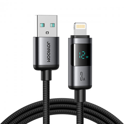 
Laidas su ekranu USB-A - iPhone Lightning 3A 1.2m - juodas
