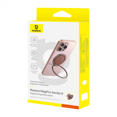 
Magnetinis žiedo laikiklis išmaniajam telefonui su stovo funkcija - raudonas auksas
