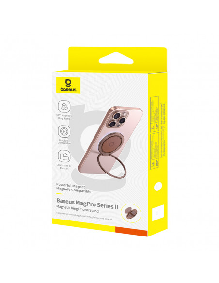 
Magnetinis žiedo laikiklis išmaniajam telefonui su stovo funkcija - raudonas auksas
