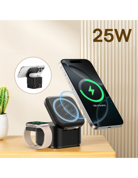 
3 viename „MagSafe“ 25 W išmaniojo laikrodžio įkroviklis – juodas
