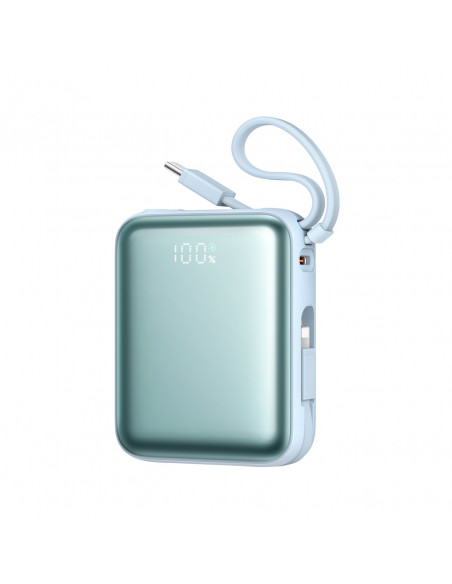 
10000mAh 22,5W nešiojama baterija su integruotais laidais – mėlyna
