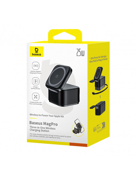 
3 viename „MagSafe“ 25 W išmaniojo laikrodžio įkroviklis – juodas
