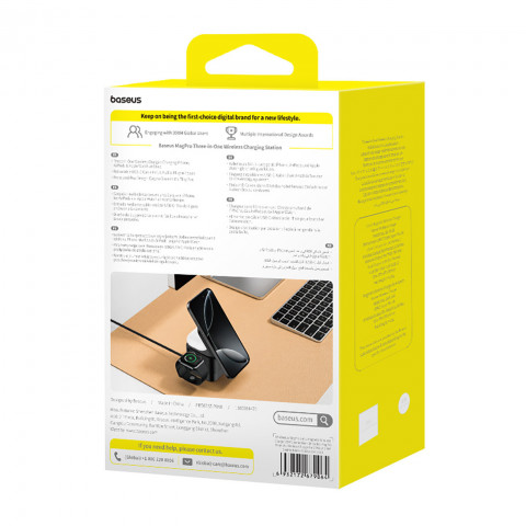 
3 viename „MagSafe“ 25 W išmaniojo laikrodžio įkroviklis – juodas
