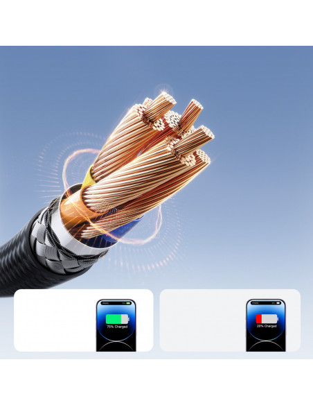 
USB-C – iPhone Lightning 30W 2m laidas – juodas
