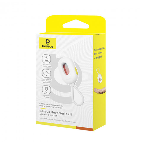 
Paslėptos kameros detektorius su signalizacija, mini žibintuvėlis, USB-A - USB-C laidas - baltas
