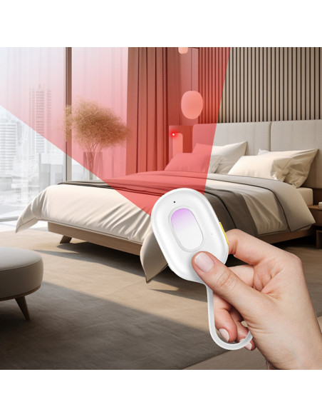 
Paslėptos kameros detektorius su signalizacija, mini žibintuvėlis, USB-A - USB-C laidas - baltas
