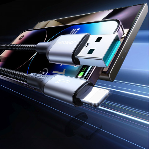 
USB-A - iPhone Lightning 3A kabelis 2 m - juodas
