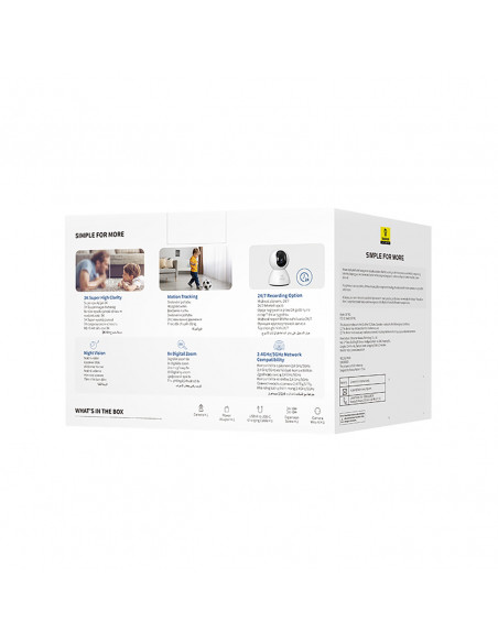 
„Security P1“ vidinė kamera su „MicroSD“ kortele, „Wi-Fi 3K“ stebėjimu – balta
