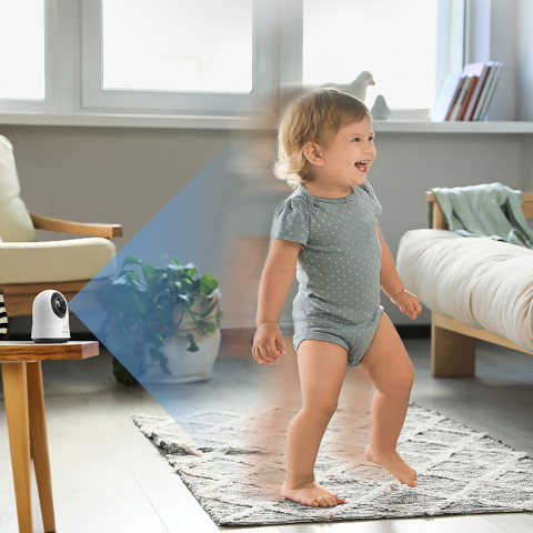 
„Security P1 Pro“ vidaus kamera su „MicroSD“ kortele, „Wi-Fi 3K“ dirbtinio intelekto stebėjimu – balta
