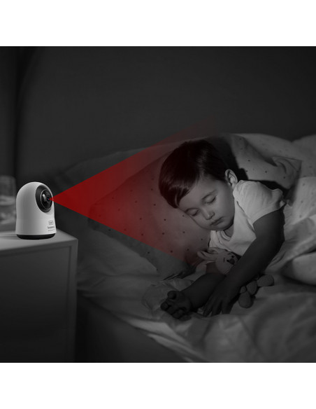 
„Security P1 Pro“ vidaus kamera su „MicroSD“ kortele, „Wi-Fi 3K“ dirbtinio intelekto stebėjimu – balta
