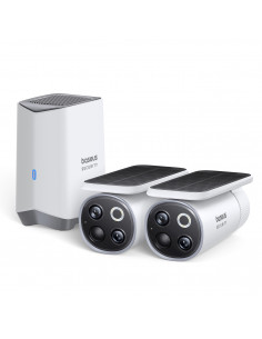 
Saulės energija varomas lauko stebėjimo rinkinys su 2 3K kameromis, 8 x 16 GB - baltas
