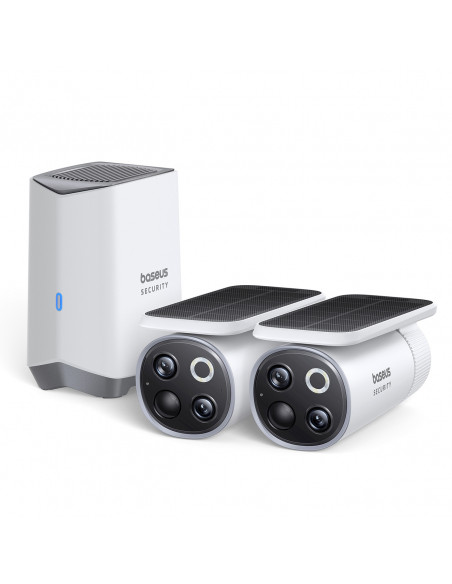 
Saulės energija varomas lauko stebėjimo rinkinys su 2 3K kameromis, 8 x 16 GB - baltas
