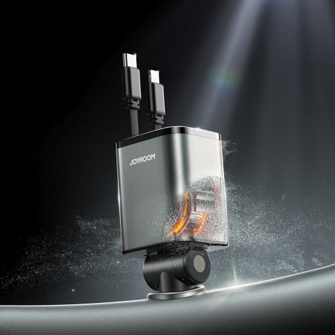 
4 viename automobilinis įkroviklis su ištraukiamais laidais USB-A USB-C 30W - tamsiai pilkas
