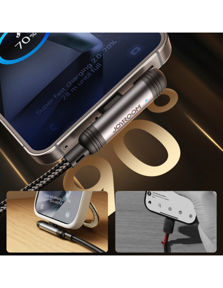 
USB-C 60W 1,2 m kampinis kabelis – juodas
