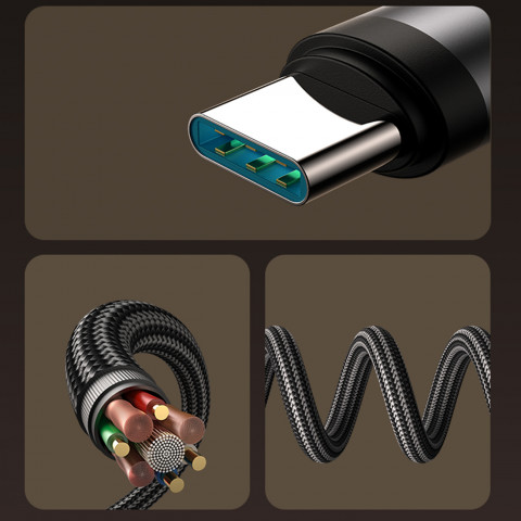 
USB-C 60W 1,2 m kampinis kabelis – juodas
