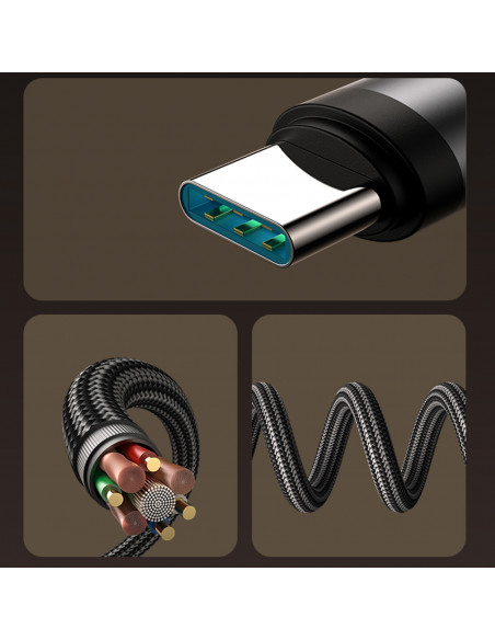 
USB-C 60W 1,2 m kampinis kabelis – juodas
