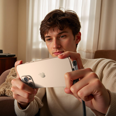 
Kampinis USB-C laidas – iPhone Lightning 30W 1.2m – juodas
