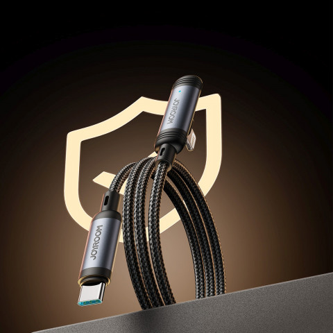 
Kampinis USB-C laidas – iPhone Lightning 30W 1.2m – juodas
