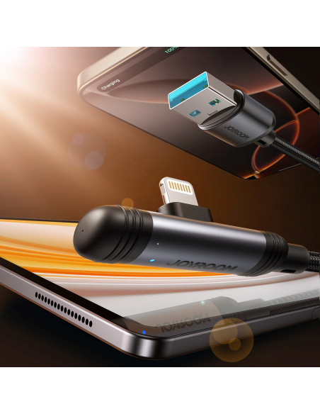 
Kampinis USB-A iPhone Lightning 3A laidas 1.2m - juodas
