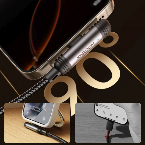 
Kampinis USB-A iPhone Lightning 3A laidas 1.2m - juodas
