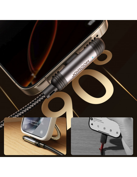 
Kampinis USB-A iPhone Lightning 3A laidas 1.2m - juodas
