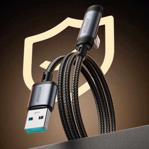 
Kampinis USB-A iPhone Lightning 3A laidas 1.2m - juodas
