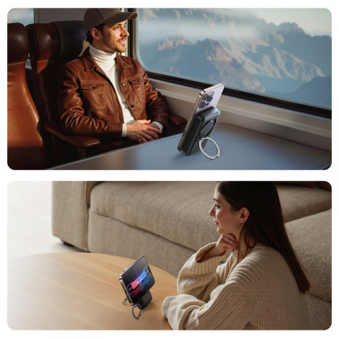 
3 viename indukcinis išorinis akumuliatorius 10000mAh 22.5W su integruotu „MagSafe“ laidu – juodas
