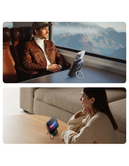 
3 viename indukcinis išorinis akumuliatorius 10000mAh 22.5W su integruotu „MagSafe“ laidu – juodas
